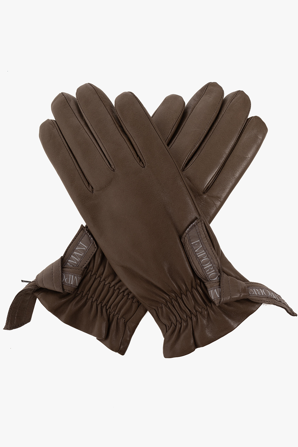 Beige Leather gloves Emporio Armani IetpShops France emporio